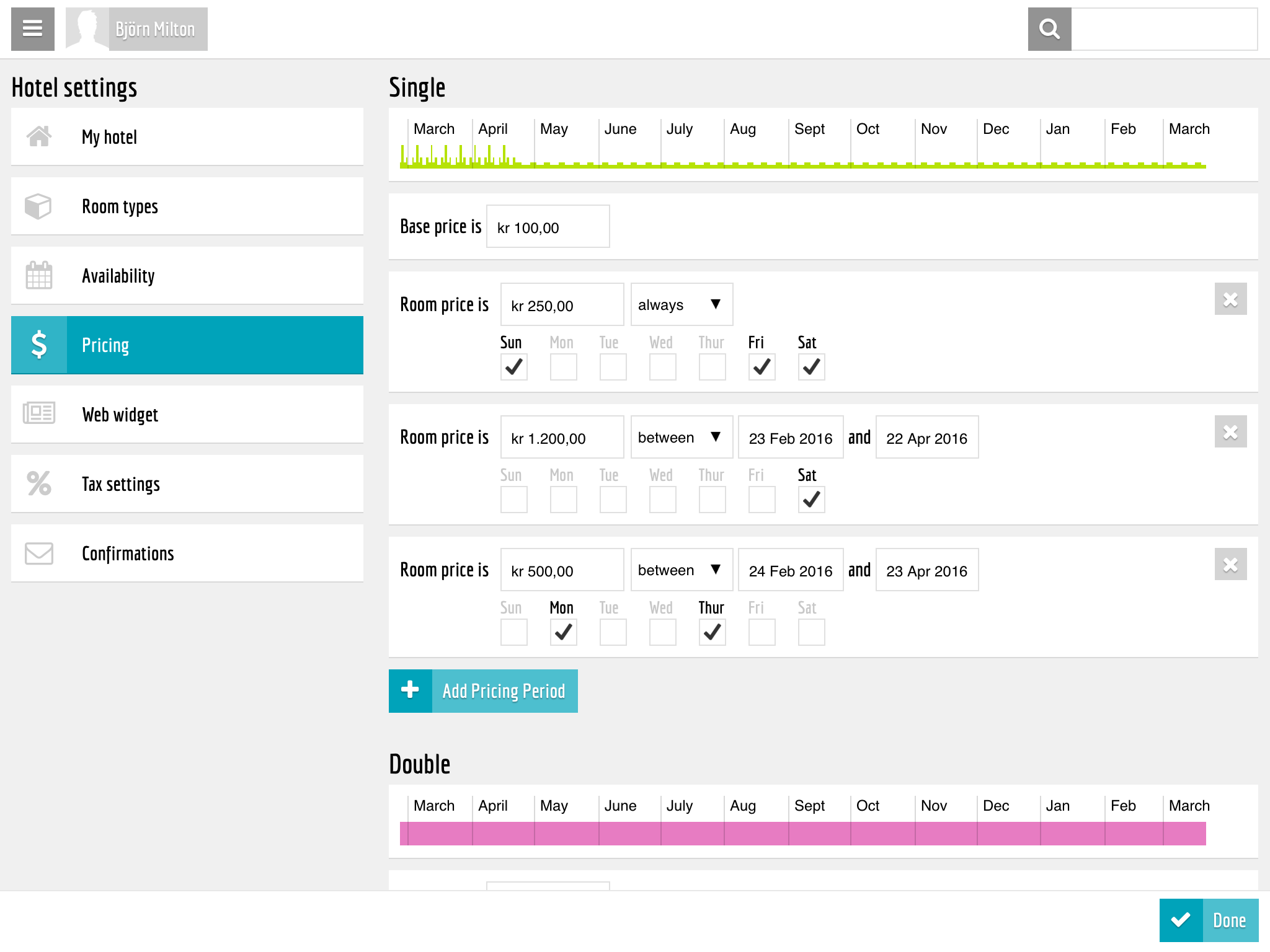 New view for pricing and availability rules